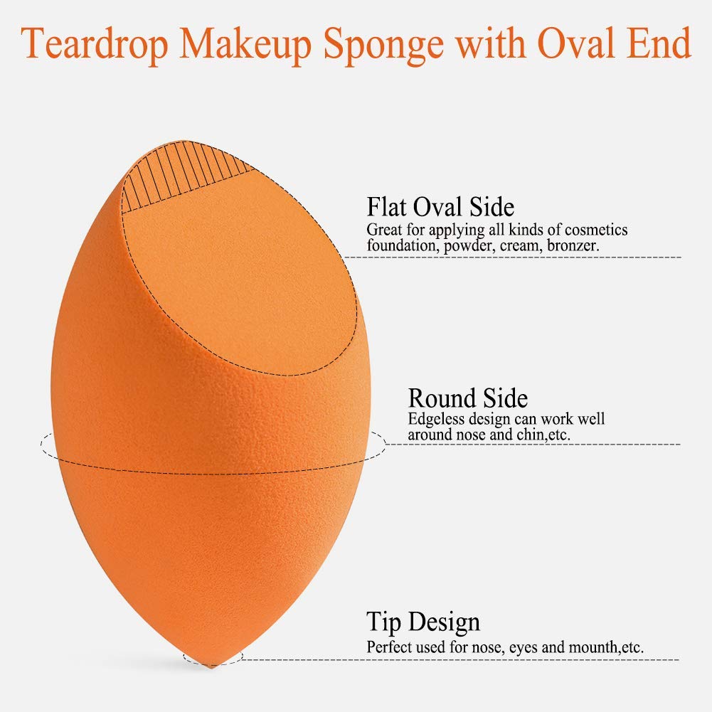 BAIMEI Makeup Sponges with Kabuki Foundation Brush, Latex-Free, Dry or Wet Dual Use, Professional Blender Beauty Sponge for Powder, Cream and Liquid Foundation Application (2 Sponges + 1 Brush) : Beauty