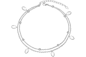 YINSHAN Star Moon Layered Anklet 925 Sterling Silver Sunflower Airplane Mermaid Tail Anklets for Women Girls Adjustable Beads Crescent Ankle Bracelet Boho Beach Foot Chain Charm Jewelry