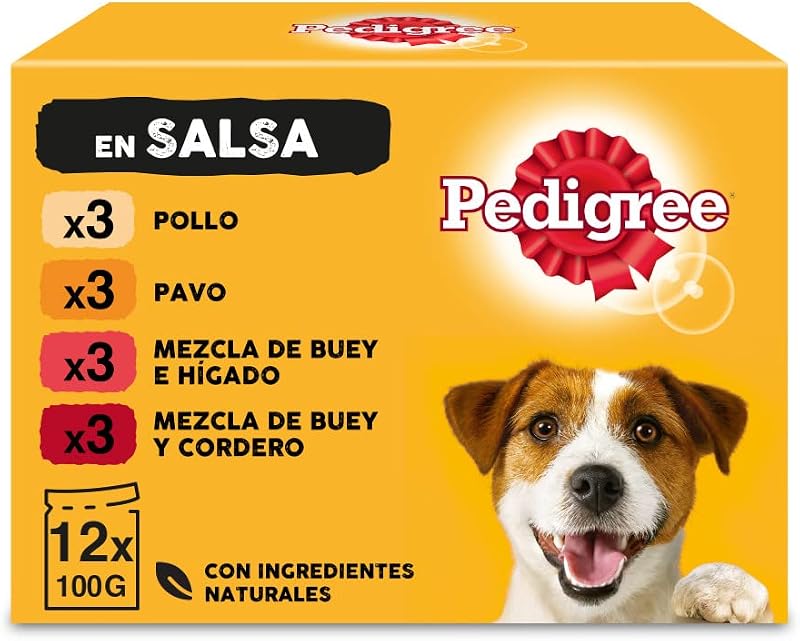 Comida húmeda para perros sabores mixtos en salsa, paquete múltiple (4 paquete x 12 bolsas x 100 g)