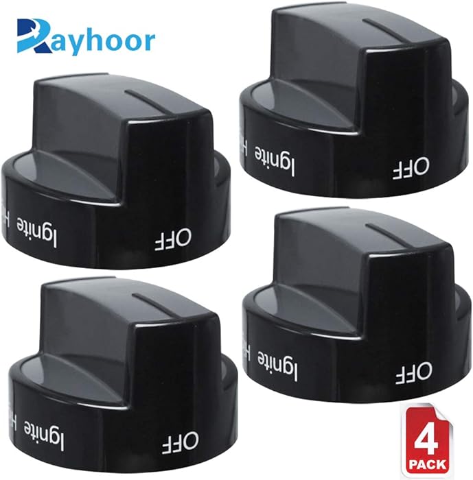 thumbnail image 2 of Walmine Stove Control Knob Replacement For Whirlpool - D-Shaped Rod 0.26" ID, Pack Of 4 (Model W10698166) 2 of 13