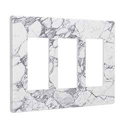 White Gray Marble 3 Gang Triple Rocker/Decora Light