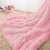 HOMORE Soft Fluffy Blanket Fuzzy Sherpa Plush Cozy Faux Fur Throw Blankets for Bed Couch Sofa Chair Decorative, 50''x60'' Baby Pink
