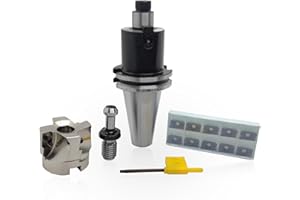 Lzcdelyxiao CAT40 Face Mill, CAT40 Shell Mill, 1.97 Inch Diameter, CAT40-FMB22-60 Face Mill Holder, 400R-50-22-4T Face Milling Shell Cutter, 10Pcs APMT1604 Carbide Inserts, 45°Pull Stud, T15 Wrench