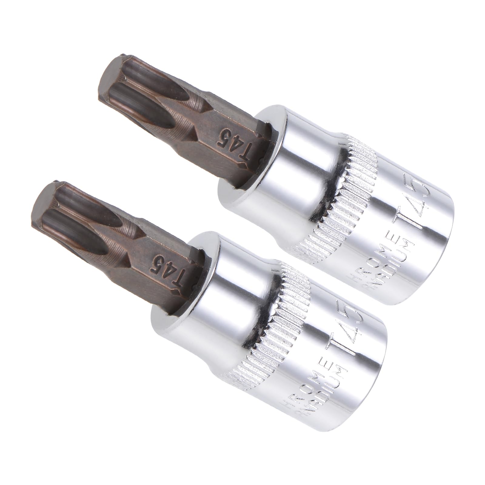 CoCud Torx Bit Socket, Metric T45 Bit 3/8" Drive 1.5" Long, S2 Alloy Steel Heat Treated CR-V Socket - (Applications: for Fastener Application), 2-Pieces