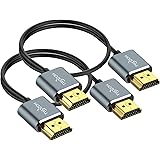 Twozoh Flexible & Slim HDMI Cable 1FT 2 Pack, Ultra Thin HDMI Cord Supports High Speed 4K@60Hz 18gbps 2160P/1080P