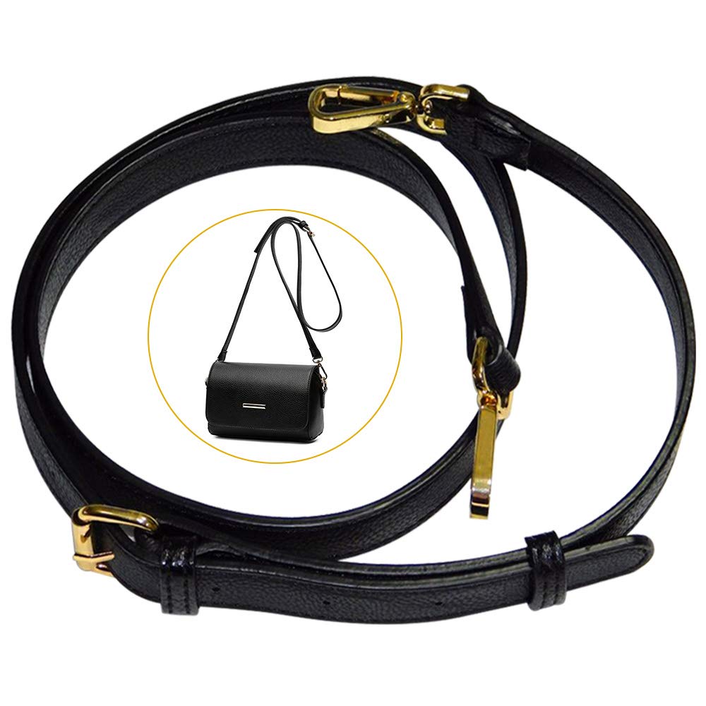 NETUME Leather Adjustable Bag Strap Replacement, Black PU Leather Shoulder Straps for Bags, Leather Spare Crossbody Bag Strap Extender with Clips Carabiner