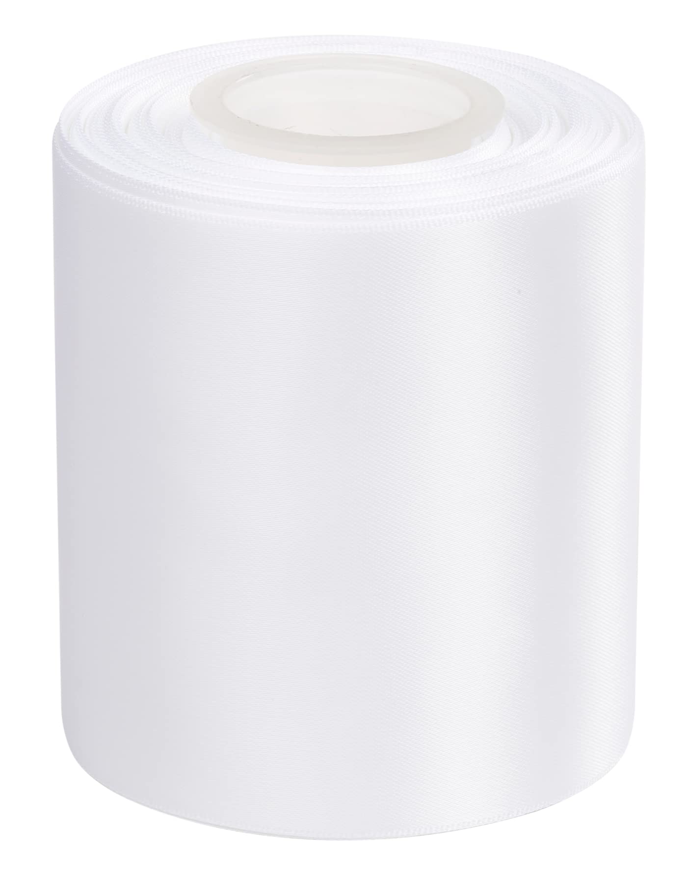 Ribbonitlux 100mm Wide Double Face Satin Ribbon 22 Meters (029-White, Set for Bow, Party Decor, Sewing Applications, Wedding and Craft