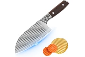 Crinkle Cutter Garnishing Knife, Stainless Steel French Fries Slicer Handheld Chipper Chopper, Potato Carrot Chopping Knife W