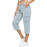 Rdruko Women's Cargo Capris Pants Lightweight Quick Dry Hiking Summer Casual Travel Pants with Pockets