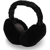 Ranjaner Winter Ear Muffs Women, Faux Fur Winter Girls Fuzzy Earmuffs, Foldable Fluffy Ear Covers, Outdoor Warm Ear Covers