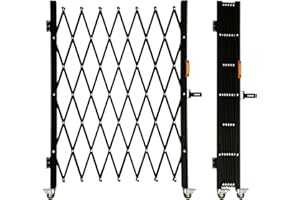 LTSEAME Folding Security Gate with Lockable Scissor Design and 360° Swivel Casters Outdoor Barricade for Entry Security, Garage, Warehouse, and Pool Areas (75“Wx60 H)