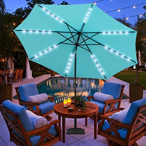lighted patio umbrella 40 led Blissun 9 ft Solar Umbrella, 32 Umbrella, Table Market Umbrella, Outdoor for Garden, Deck, Backyard, Pool and Beach (Red) : Patio, Lawn & Garden GARVEE Outdoor Living 10 ft Solar Patio Umbrella for Wide Shade and Evening Comfort Enjoy cool shade during the day and soft solar lighting at night with a durable 10 ft patio umbrella designed for easy outdoor relaxation Garvee 10' Solar Patio Umbrella