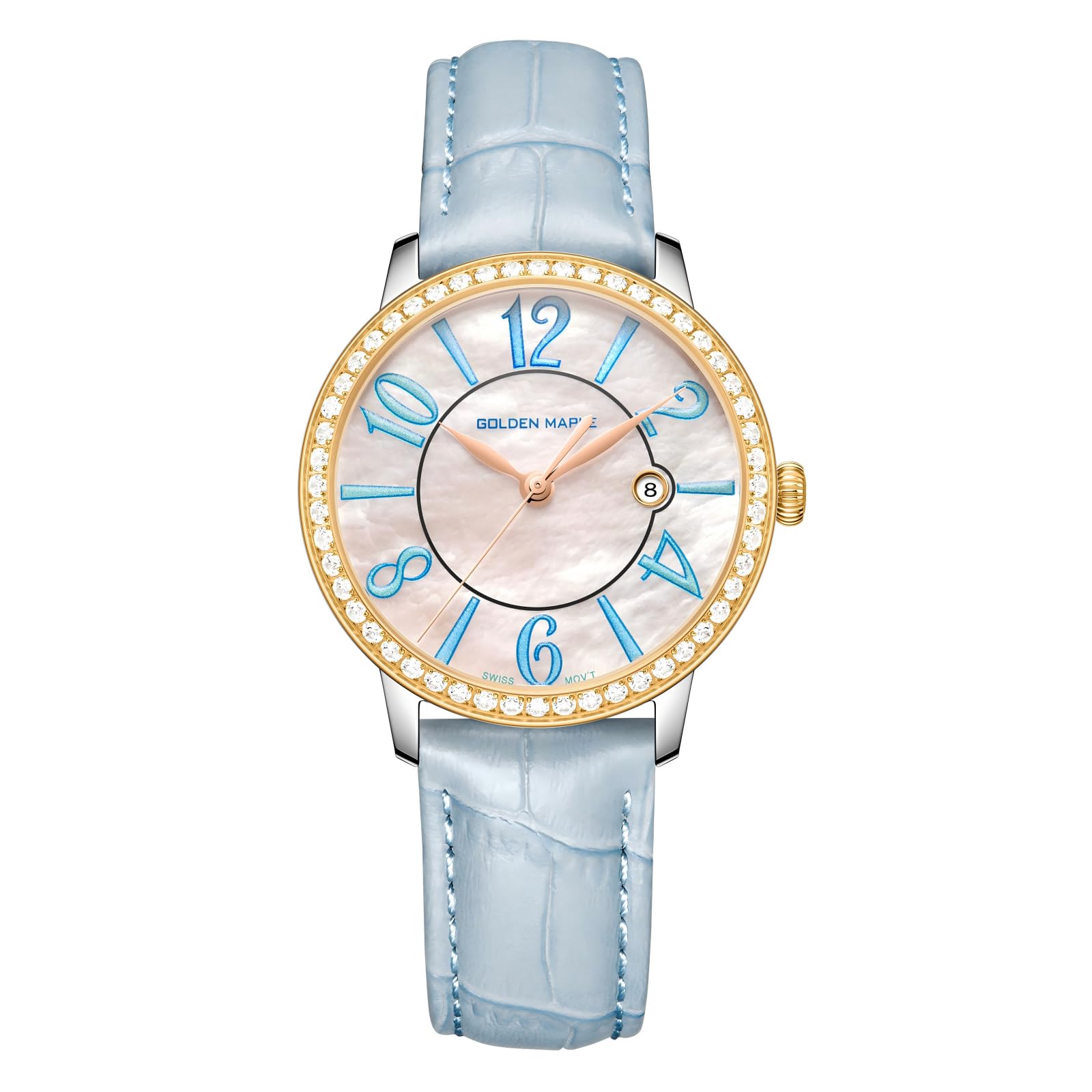 GOLDEN MAPLE Dainty Watches for Women Mother-of-Pearl Dial 