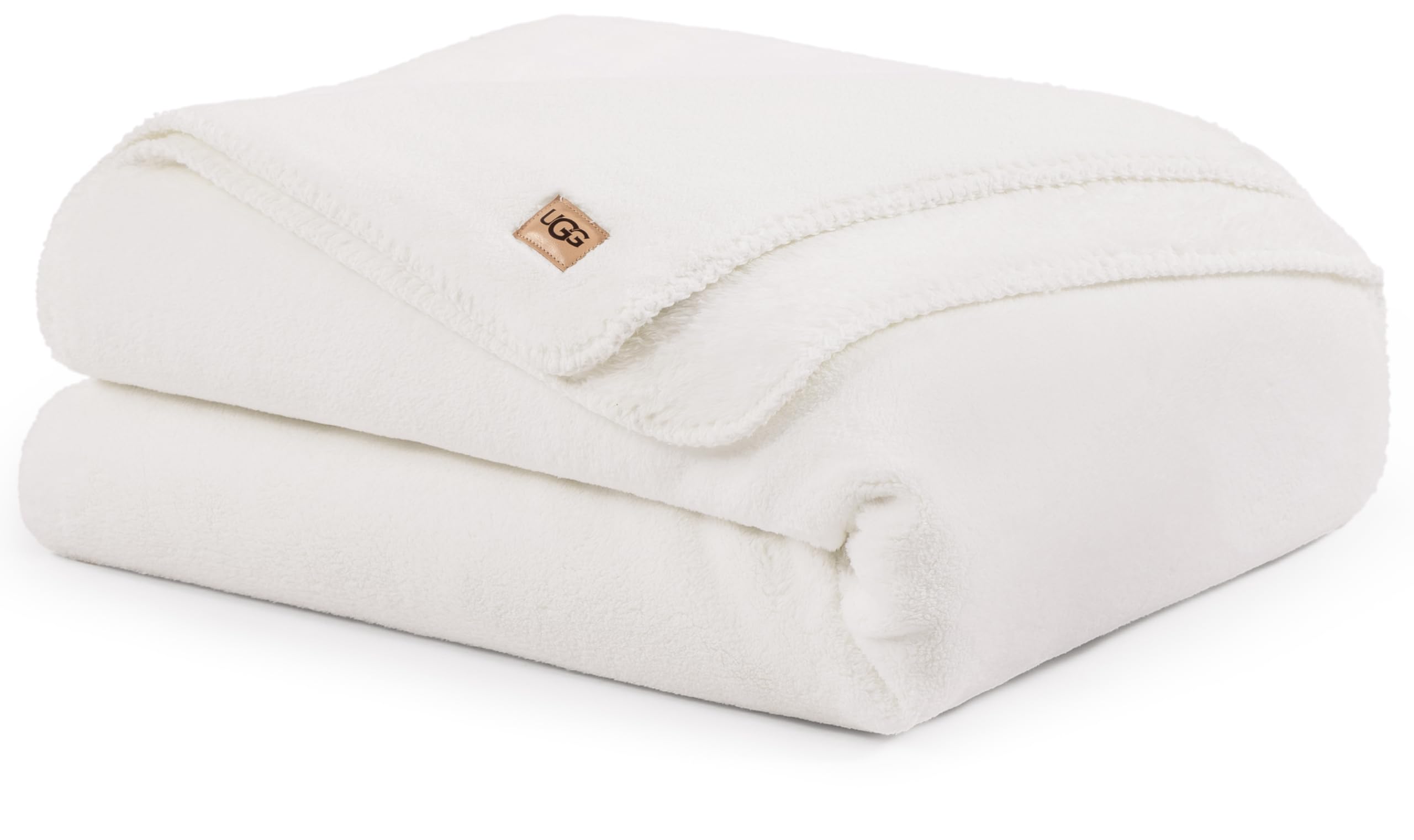 UGG Whitecap Twin Blanket, Soft Cozy Fleece Blanket for Bed, Luxury Fluffy Oversized Throw for Couch, Washable Twin XL Bedding, Cute Room Decor, 66" x 90", White Snow Image