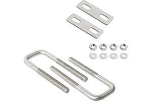 Aoje-Link Square U-Bolts Inner Width M6 Thread 304 Stainless Steel Silver with Plates Nuts Flat Washers for CarRVTrailer Bumper, 2Pcs, M6x20x70mm