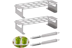 TONGYUYAN Jalapeno Popper Holder for Grill with Jalapeno Corer Tool,For Use In Chili Roaster and Ovens,Perfect for Cooking Chili, Chicken Legs, Wings, or Peppers （2Pcs）