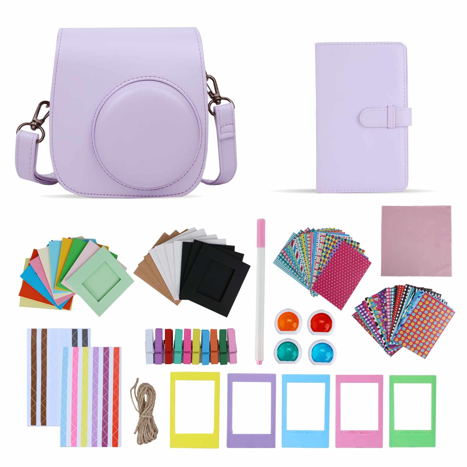 TONYLAIJIANTAO Instant Camera Mini 11/12 Accessories Compatible with Fujifilm Instax Film Camera, Include Case/Album/Filters/Film Frames/Border Stickers. (Purple)
