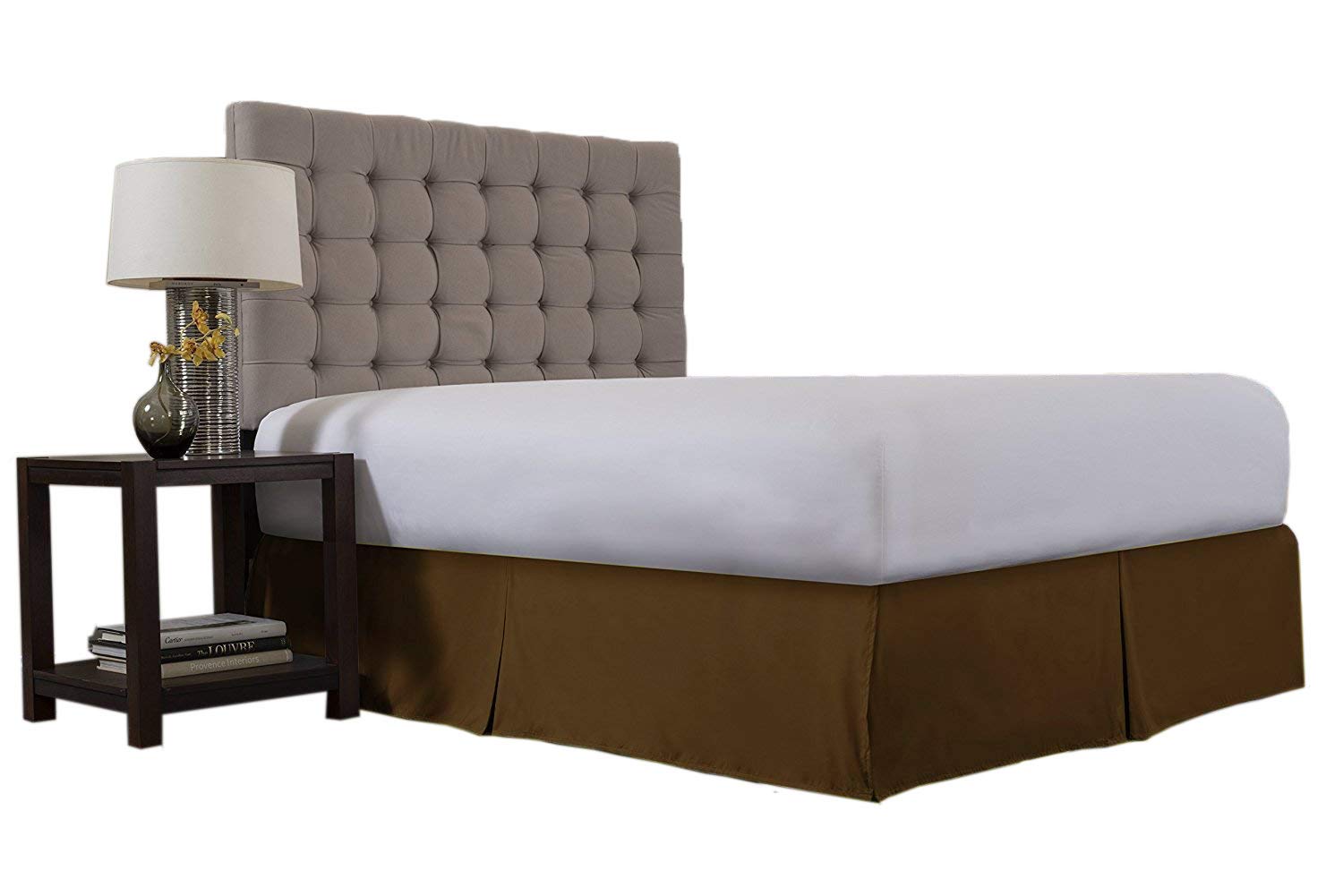 Lavish Linens Black Friday Cyber Monday Deals Double Brushed Microfiber Dust Ruffle 15 Inch Tailored Drop Pleated Bed Skirt King Chocolate