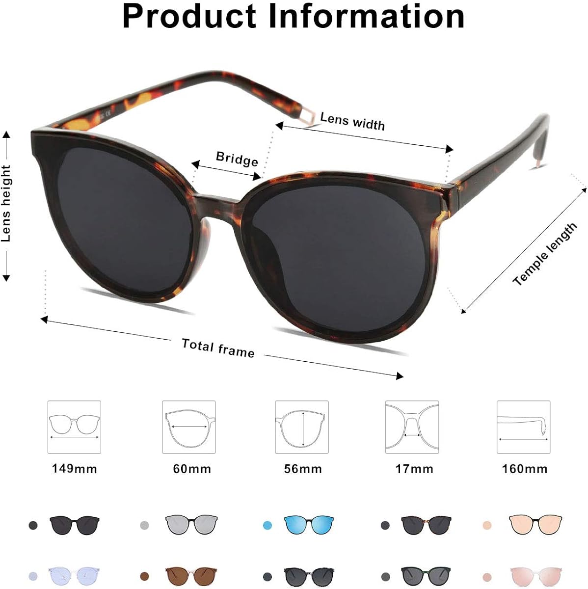 SOJOS Fashion Round Sunglasses for Women Men Oversized Vintage Shades SJ2057 with Tortoise Frame/Grey Lens: Clothing