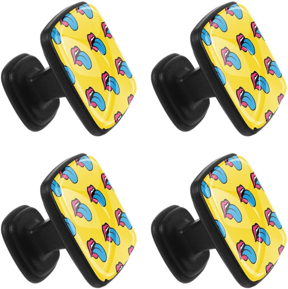 Pomos cuadrados para gabinete comic lindos labios juveniles coloridos