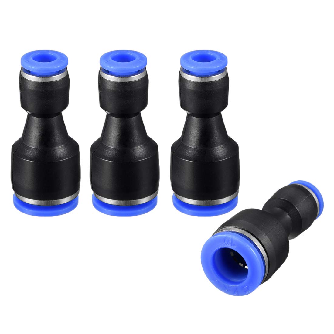 sourcing map 4pcs Push to Connect Fittings Tube Connect 25/64" to 15/64" OD Reducing Straight Union Push Fit Fittings Tube Fittings Push Lock Blue