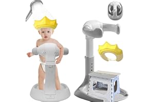 KAshack (3 in 1) Baby Shower Stand, Adjustable Baby Bath Stand with Safety Handle,Shower Head Holder for Babies 6-36 Months Baby & Toddlers,Bath Essentials for Infants（Gray White）