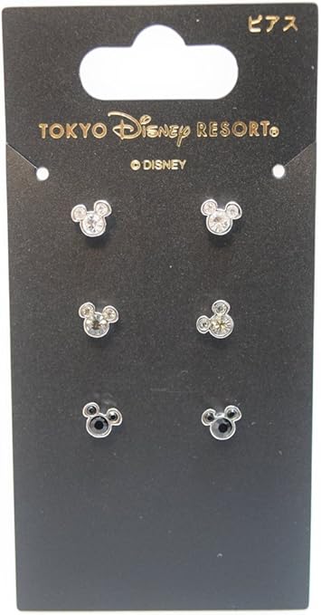 Amazon ミッキーシェイプ ピアス グレー ブラック ディズニーリゾート限定 コスメ アクセサリー おもちゃ