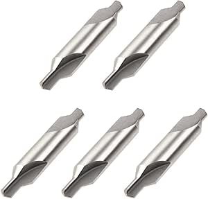 Utoolmart Center Drill Countersink Lathe Bit Mill Tool, Combined Drills Plain Type Imperial, 1/2-inch Combined Countersinks Drills Set Tool, HSS-6542 Countersinks, 5 Pcs