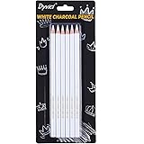 Dyvicl White Charcoal Pencils Drawing Set, 6 Pcs Sketch Highlight Pencil Hard Charcoal White Pencils for Drawing, Sketching, 
