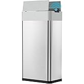 Arlopu 18.5 Gal Automatic Trash Can, 70L Stainless Steel Motion Sensor Garbage Bin, Touchless Brushed Wastebasket, W/Butterfly, Soft-Close Lid, for Living, Dinning Room, Kitchen (Silver)