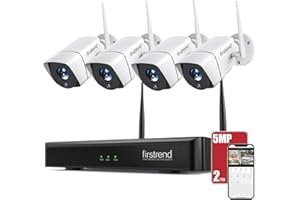 Wireless Security Camera System,Firstrend 5MP Security System Wireless with 4 CCTV Cameras Ultra HD Two Way Audio 8CH DVR 2TB Hard Drive Night Vision Motion Alarm APP for Home Indoor Outdoor