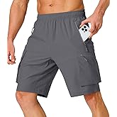 S Spowind Men's Hiking Cargo Shorts Quick Dry Lightweight Summer Travel Shorts with Zipper Pockets for Camping Fishing Golf
