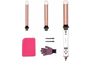 3 in 1 Auto Rotating Curling Iron - TOP4EVER Automatic Hair Curler with Interchangeable Wand (0.75", 1", 1.25"), Adjustable T