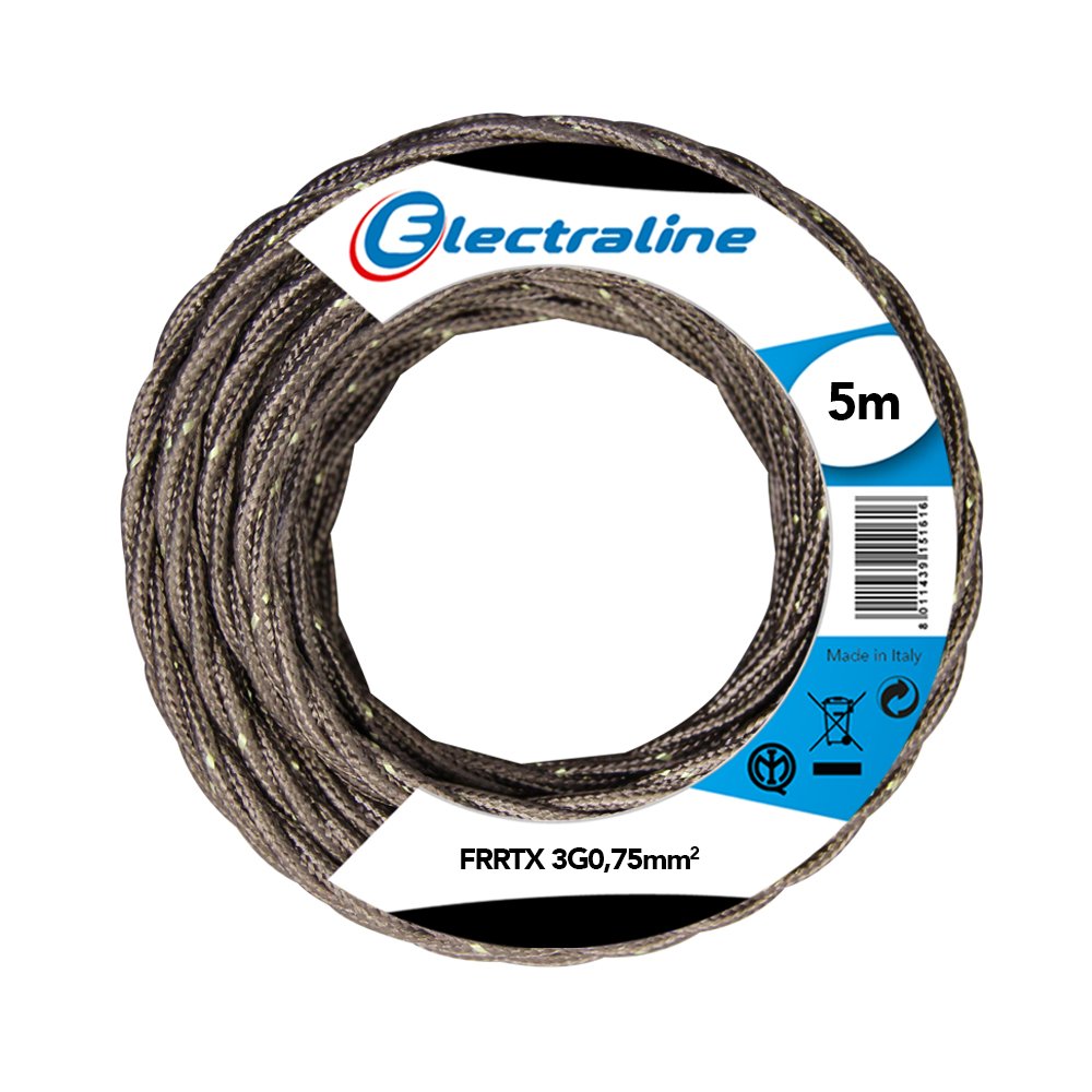 electroline Electraline 16807 FRRTX Fabric Cable 3G 0.75 mm 5 m Brown