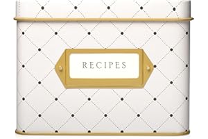 Jot & Mark Decorative Recipe Tin Box for Recipe Cards, Greeting Card Holder | Holds Hundreds of 4” x 6” Cards