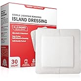 EVERLIT Island Dressing Bordered Gauze | Large Wound Care Bandage with Adhesive Border| Sterile, Soft & Highly Absorbent Medical Grade Dressing Pad (6x6 Inch (Pack of 30))