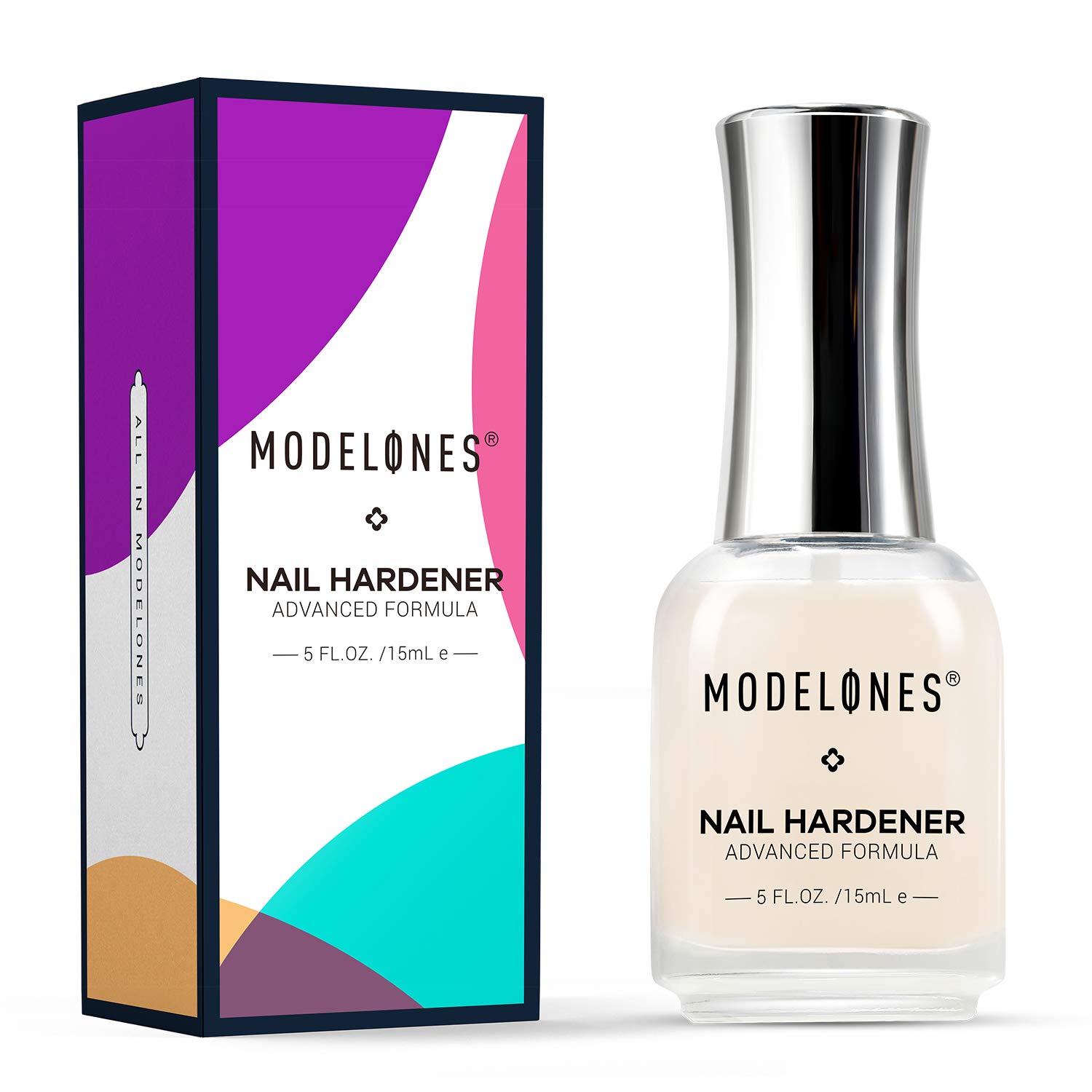 Modelones Nail Strengthener Nail Treatment for Chipping, Peeling, Brittle Fingernails, Strengthens, Conditions, Nail Hardener Use as a Top Coat or Base Coat, 0.5 fluid oz : Beauty
