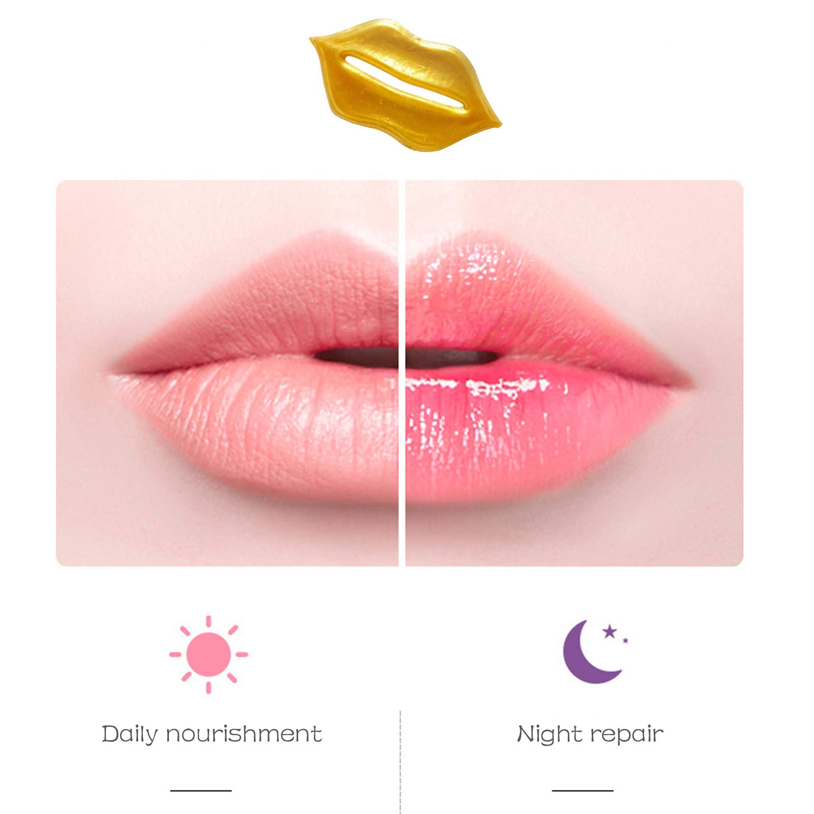 Jakuva Collagen Lip Mask, Gel Lip Care Lip Patches Great for Moisturizing, Nourishing & Firming Lip, Lip Sleeping Mask Lip Patches for Plumping Dry Chapped Lips, 30 PCS Golden
