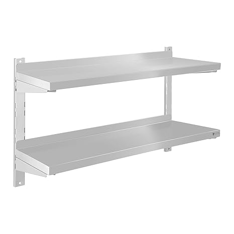 Royal Catering - Wandregal Wandbord (2 Flächen, 80 cm lang, 30 cm tief, 2 x 3,5 cm dick, Höhenverstellbar, Wandmontage, Edels