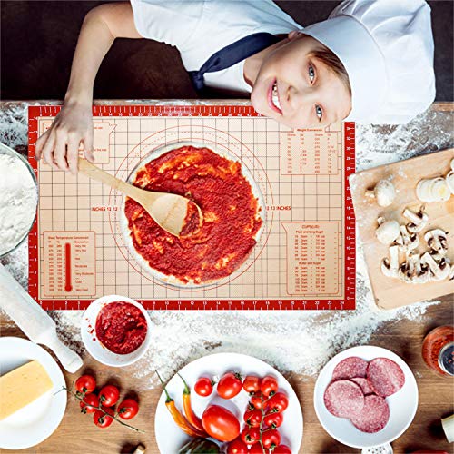 Silicone Pastry Baking Mat Large Non Slip Rolling Dough with Measurements Conversion Non Stick Pizza Fondant Pie Crust Mat Kneading Board 26x16 Inch by SUNRICH - Thumbnail 6