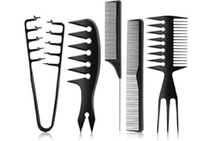 5 PCS Hair Comb Styling Set, Texture Combs Wide Tooth Comb Grooming Classic 3 in 1 Fish Tail Comb Rat Tail Comb Styling Comb 