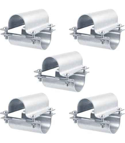 5 Sets 1¼" Greenhouse Cross Grid Pipe Connector Clamps – 32mm Purlin Bracket, Galvanized Carbon Steel With Bolts & Nuts For Hothouse Framing