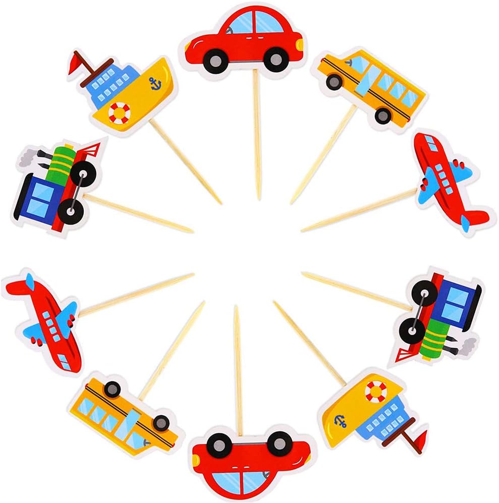 Amosfun Voiture Cake Toppers Bande Dessinee Gateau De Transport Choix De Transport Cupcake Toppers Pour La Fete Danniversaire De Mariage Favorise 10 Pcs Decorations De Gateau Decorations Centroarco Com
