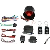 Shkalacar Car Keyless Entry Security Alarm System, Universal Car Vehicle Security System Burglar Alarm Protection, Anti-Theft System with 2 Black&amp;Silver Remote Control + Siren