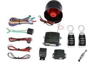 Shkalacar Car Keyless Entry Security Alarm System, Universal Car Vehicle Security System Burglar Alarm Protection, Anti-Theft System with 2 Black&Silver Remote Control + Siren