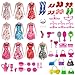 Total 120pcs -10 Pack Doll Clothes Party Gown Outfits +10pcs bags +100pcs Different Doll Accessories Shoes Glasses Necklace Tableware Mirror For Barbie Doll Girl Birthday Gift