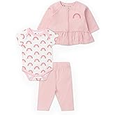 monica + andy Baby Outfit Set, 100% Organic Baby Clothes, Zip Up Jacket, Bodysuit & Pants, Sizes For Newborn & Infant