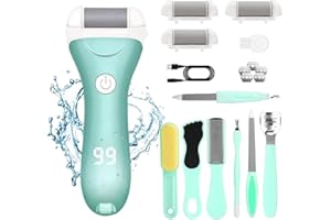 HEETHYCOOL 18 in 1 Foot File Pedicure Kit Tools Electric Callus Remover for Feet, Foot Scrubber Kits for Cracked Heels Dead Skin Battery Display, 2 Speed, 3 Roller Heads Callus Remover Kit Pedicure Set for Feet