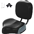 AkiiGer Bike Seat with Backrest, Extra Wide Bicycle Tricycle Saddle Seat with Back Support, Comfortable Exercise Bike Seat Cushion Replacement, Oversized, 11.5" L x 9.5" W, Height Adjustable