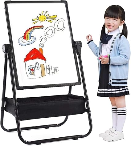Amazon お絵かきボード ホワイトボード 子供 ブラックボード 黒板 お絵かき 磁気 落書きボード 折りたたみ式 高さ調節可能 大画面 両面 収納トレイ付き 子供の勉強にも最適 数学 絵画 スケッチ 落書きをサポート ブルー 48 63 2 ホワイトボード 文房具